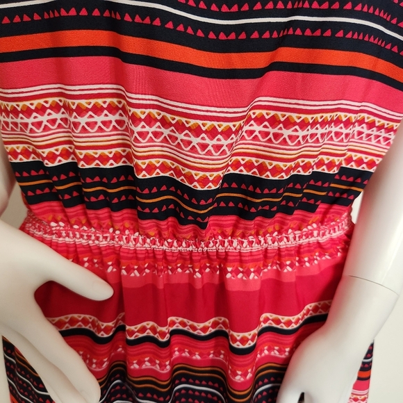 Red Merona geometric print dress size large - Picture 3 of 10